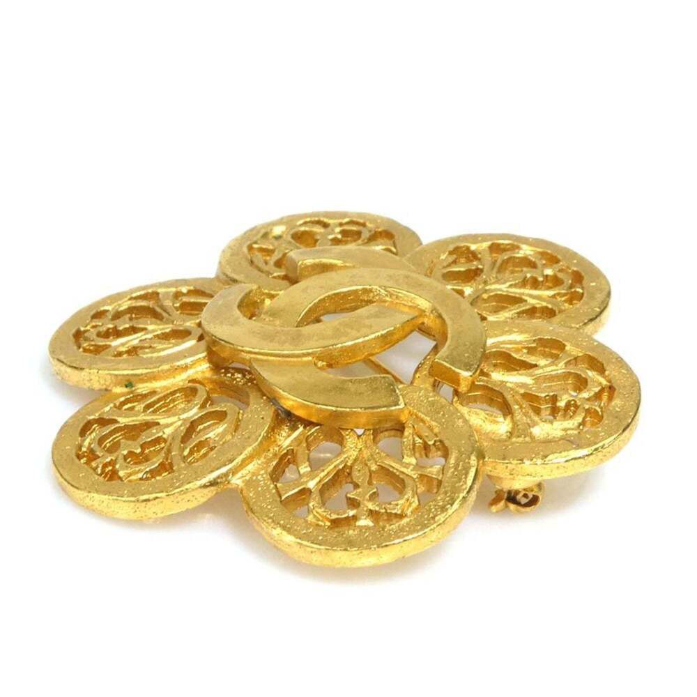 CHANEL Authentic Gold Logo Brooch - Picture 3 of 5